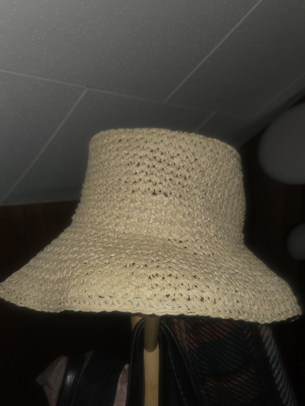 Natural Straw Crochet Bucket Hat - Neutral Beige